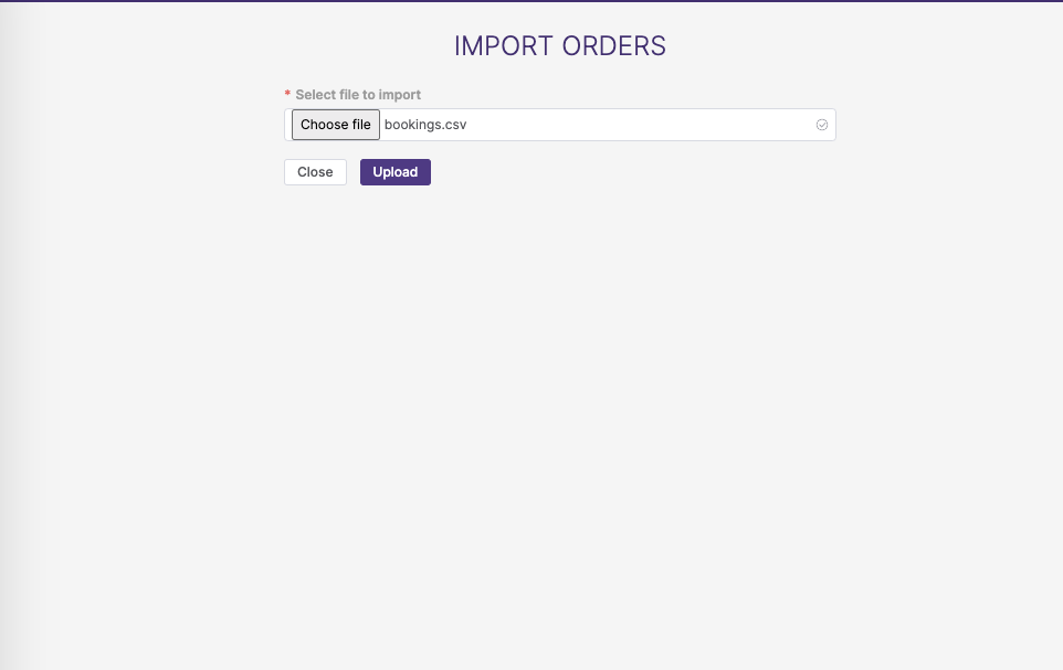 Import of orders - upload