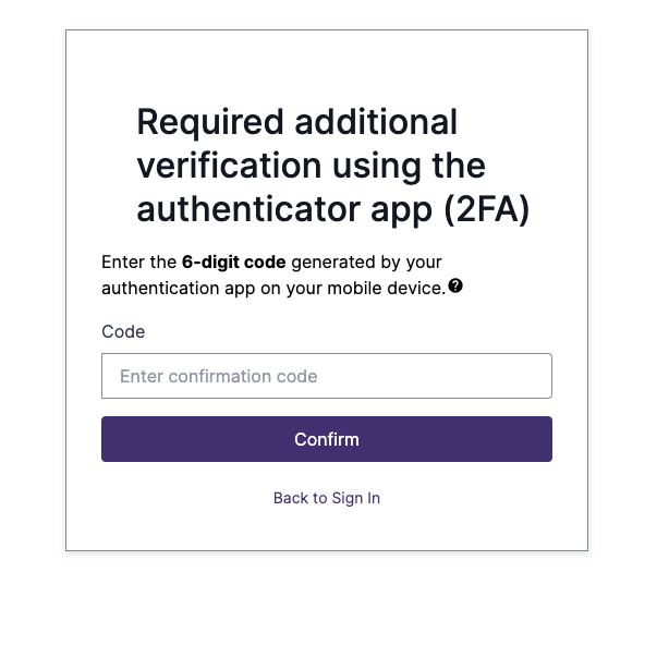 Confirm code