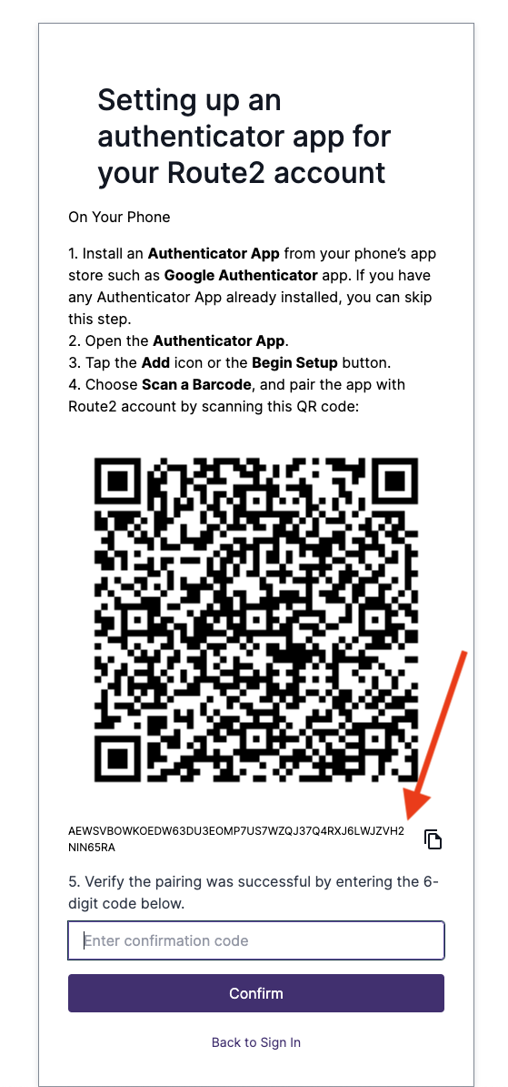 Enter QR code manually